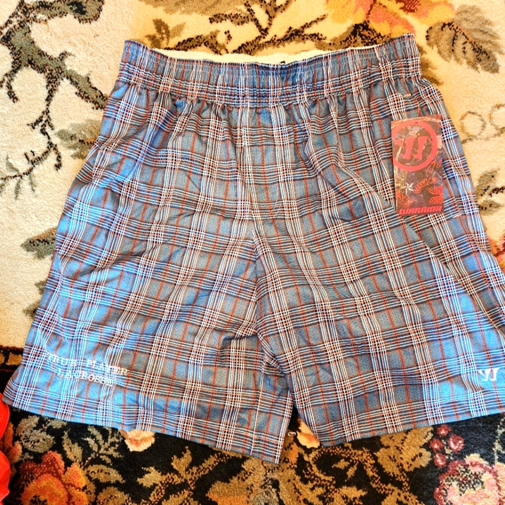 Nwt Mens Warrior Plaid Blue and Orange Shorts